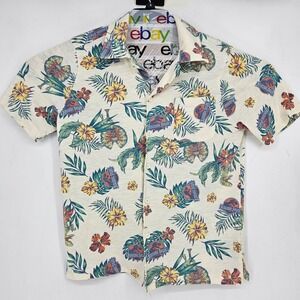 Jurassic Worls Shirt Mens Medium Floral‎ Hawaiian Camp All Over Print AOP